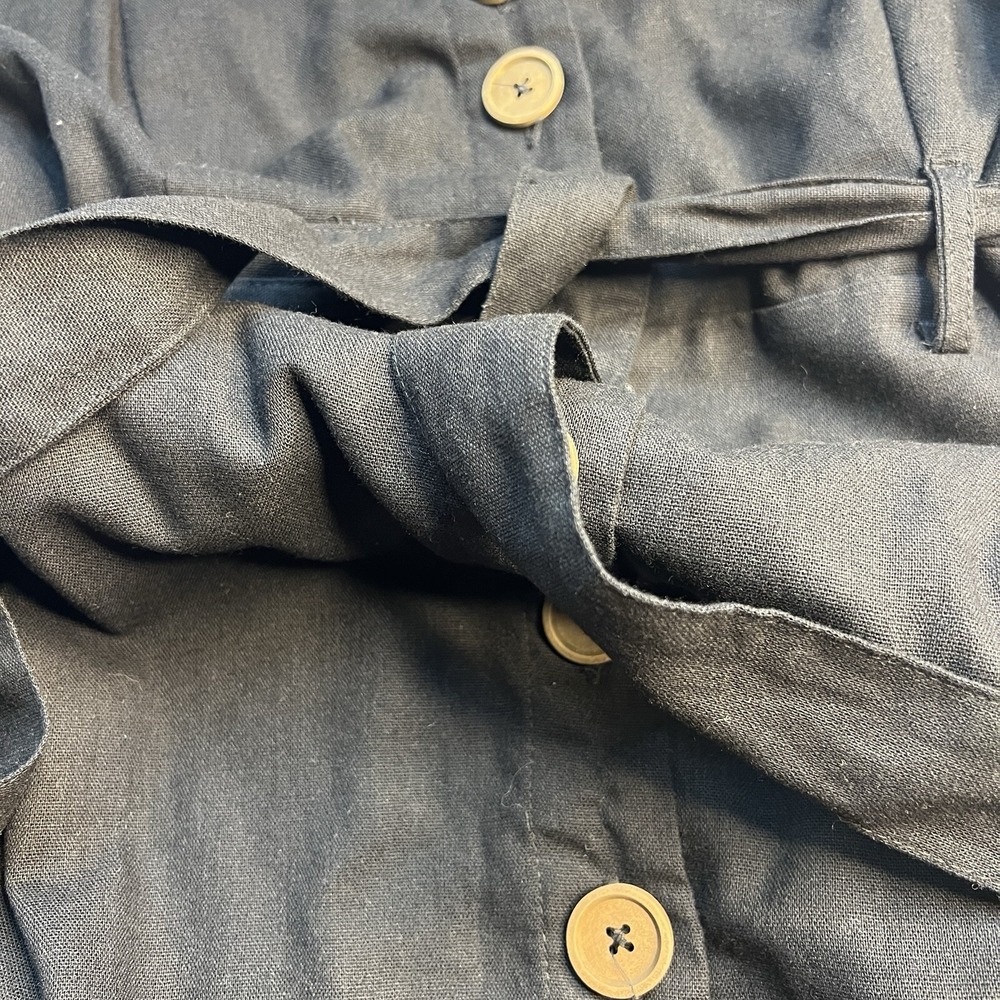 A Beautiful Soul Black Babydoll Maxi Dress Size A‎ Linen Cotton Belted Summer - Picture 9 of 10